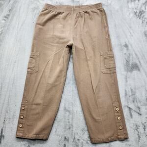 Sea Breeze of California Pants Womens XL Brown Pull On Crop Cargo Button Hem